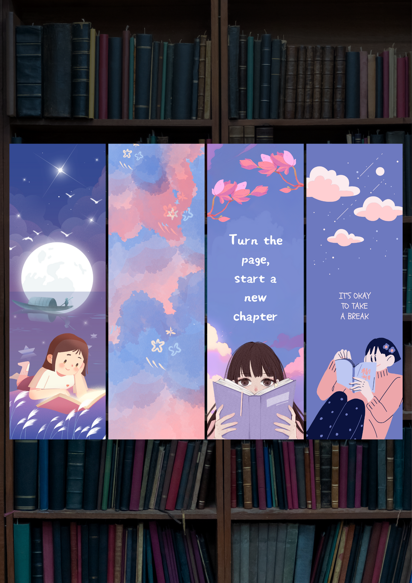 Set Of 4 Aesthetic Bookmarks Combo | Bookmark GenZCustom