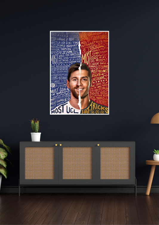 Messi and Ronaldo Face Poster | Football Poster