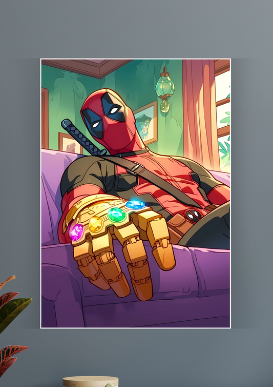 DEADPOOL Chilling With Infinity Stones | MARVEL POSTER