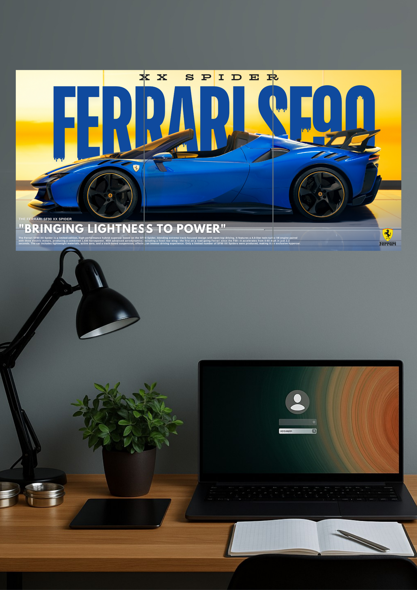 Ferrari SF90 XX Spider| Car Set | Set of 3 Split Design Poster