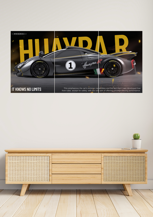 IT KNOWS NO LIMITS | Pagani Huayra R | Set of 3 Split Design Posters