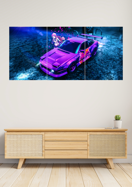 Neon Punk x Anime Car Racing Poster | Split Design Poster