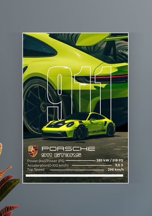 Porsche GT3R 911 Green Poster | Car Posters