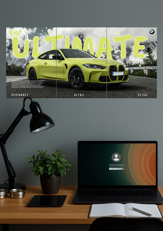 The Ultimate Driving Machine x BMW M4 Competition | Car Set | Set of 3 Split Design Poster