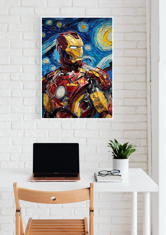 Iron Man Starry Night Artwork Poster | Marvel Posters GenZCustom