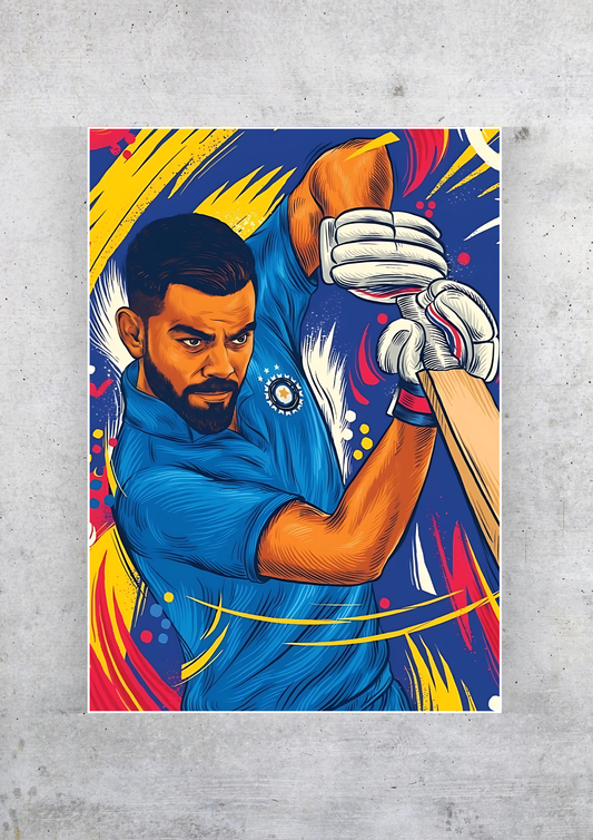 Virat Kohli Illustration Poster | Cricket Posters GenZCustom