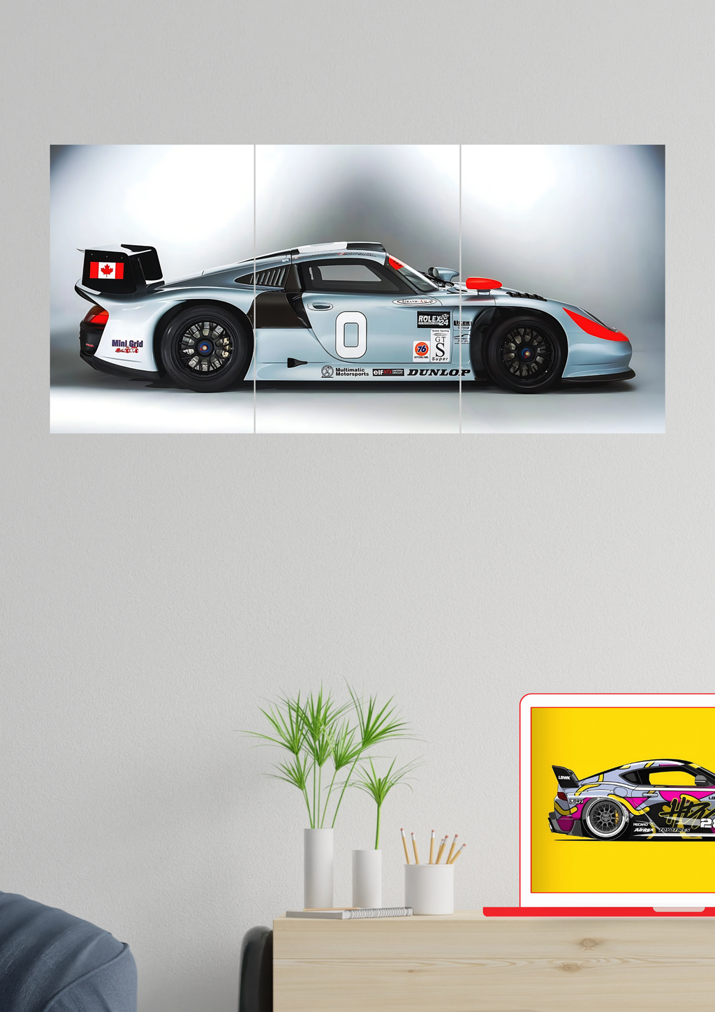 Epic Porsche 911 GT1 Poster | Split Design Poster | Pack Of 3 GenZCustom