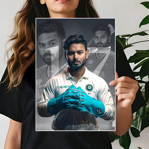 17 Rishabh Pant Poster | Cricket Wall Poster