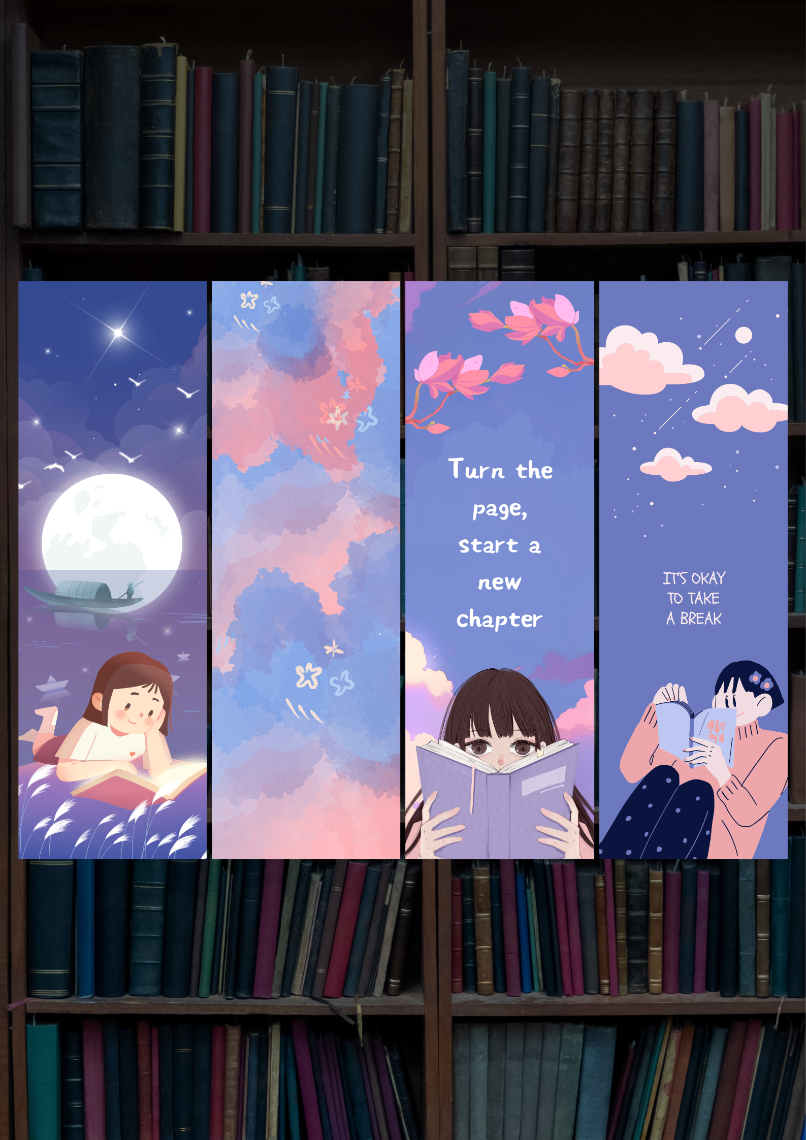 Set Of 4 Aesthetic Bookmarks Combo | Bookmark GenZCustom