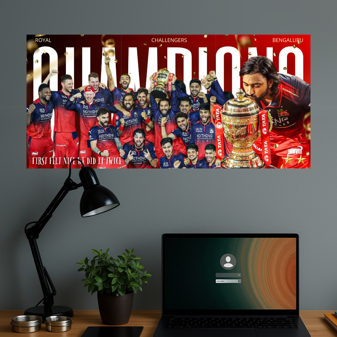 2026 IPL CHAMPIONS | FIRST FELT NICE WE DID IT TWICE | RCB | Split Design Poster