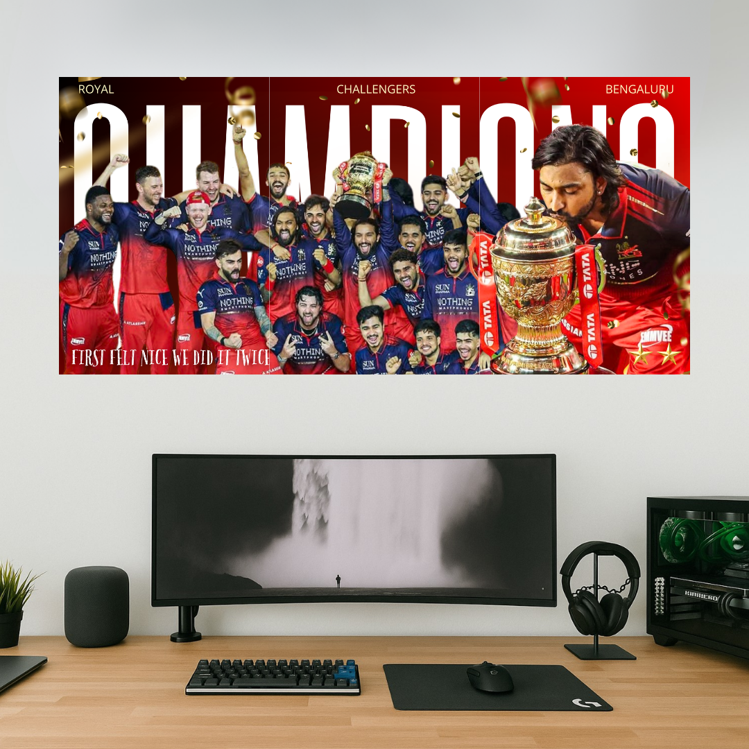 2026 IPL CHAMPIONS | FIRST FELT NICE WE DID IT TWICE | RCB | Split Design Poster