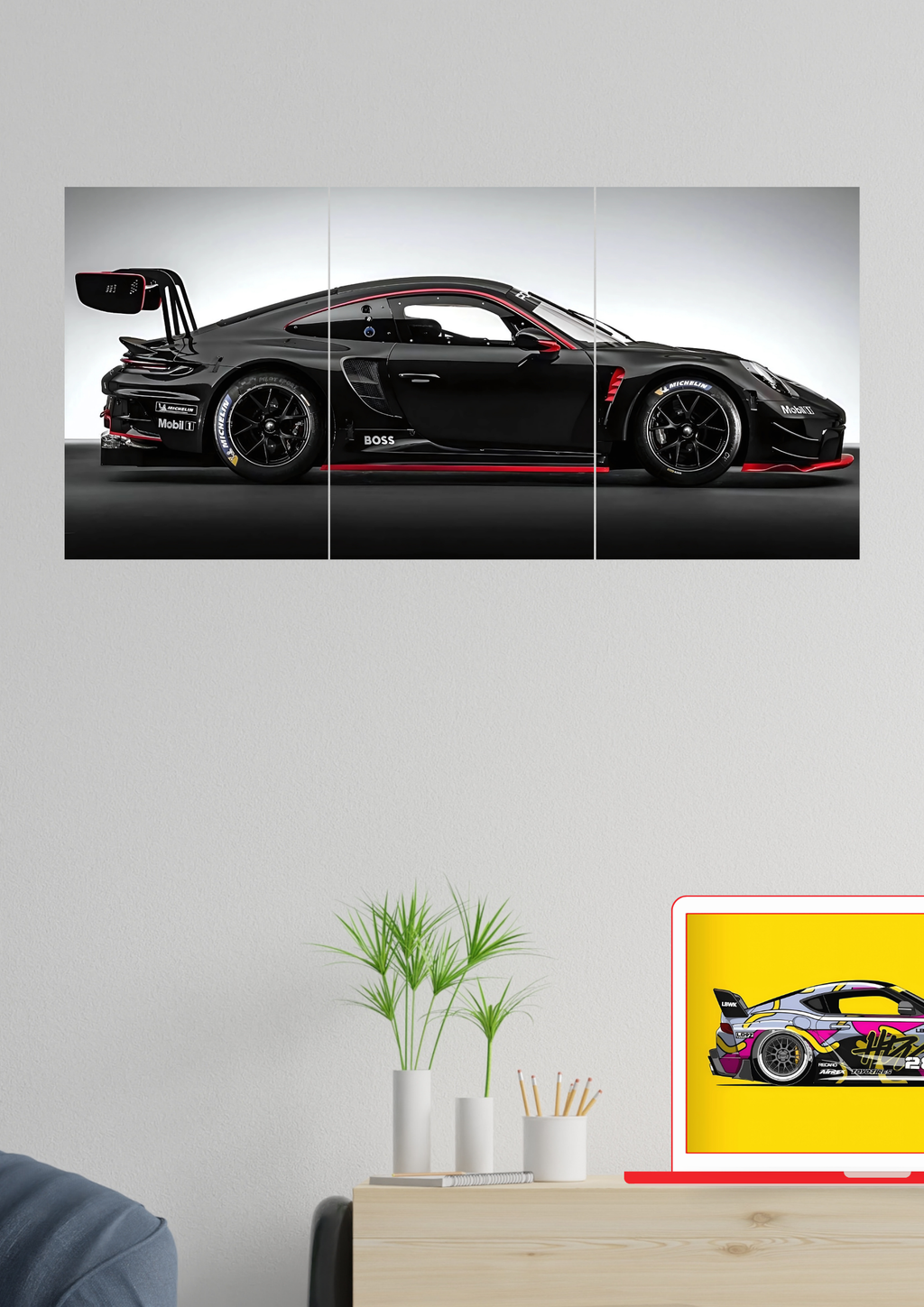 Porsche 911 GT3 R (991) #3 Poster | Split Design Poster | Pack Of 3 GenZCustom