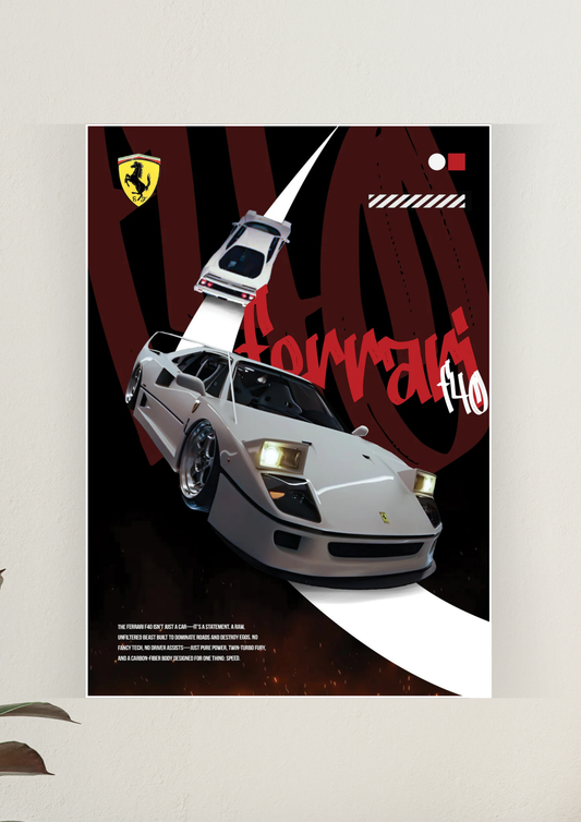 Epic Ferrari F40 Poster | Car Posters 