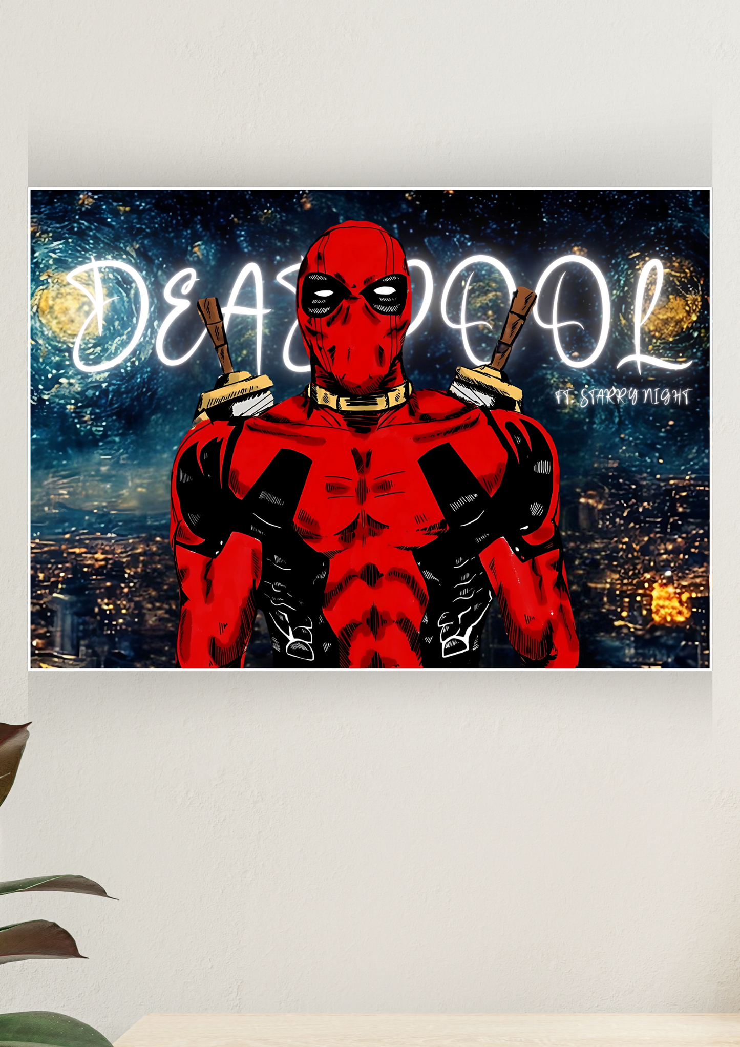 Deadpool ft. Starry Night Poster | Marvel Posters 