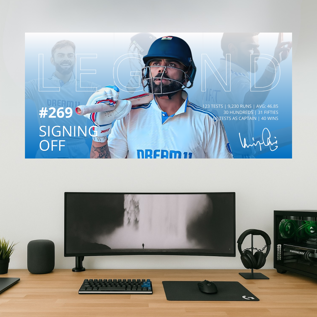 269 Signing Off x Legend | Kohli Test Retirement | Split Design Poster #001