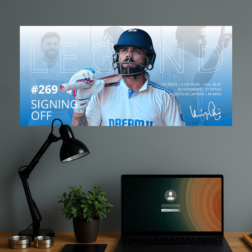 269 Signing Off x Legend | Kohli Test Retirement | Split Design Poster #001