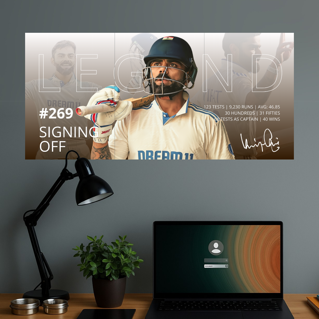 269 Signing Off x Legend | Kohli Test Retirement | Split Design Poster #002
