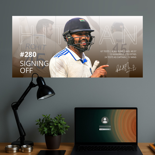 280 Signing Off x Hitman | Rohit Test Retirement | Split Design Poster #002