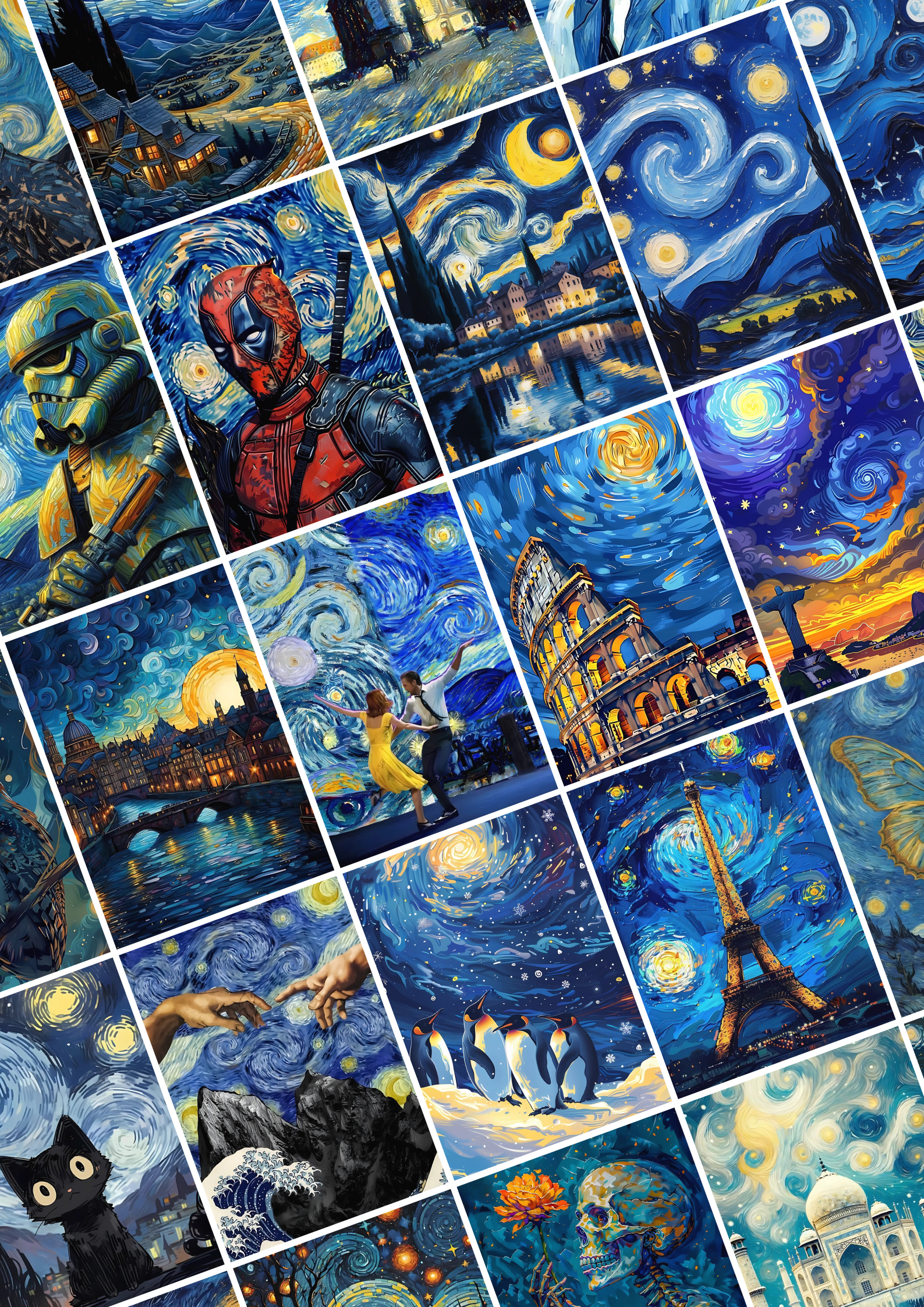 50 Starry Night Wall Collage Kit GenZCustom