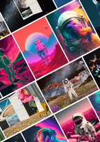 30 Pcs Cosmic Astronaut & Space Wall Kit featuring galaxy posters, celestial wall art, and space exploration décor for bedroom, dorm room, and sci-fi enthusiasts.