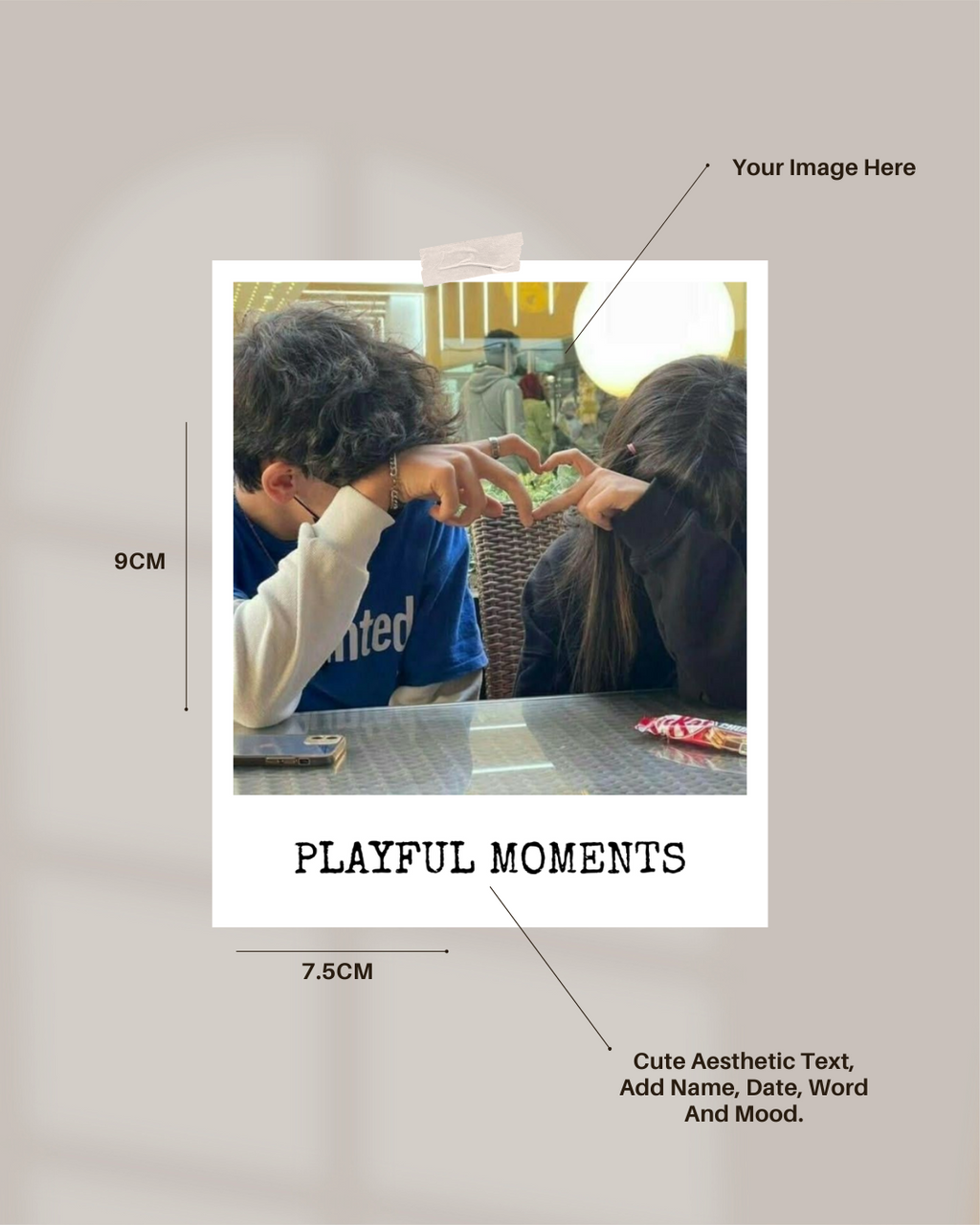 Custom Photo Polaroids With Cute Text | Large Size