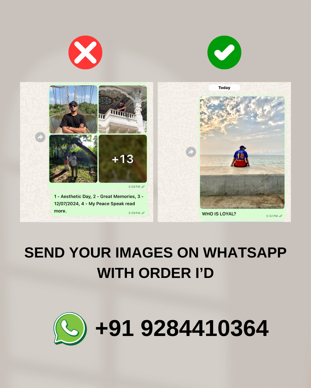 Custom Photo Polaroids With Cute Text | Large Size