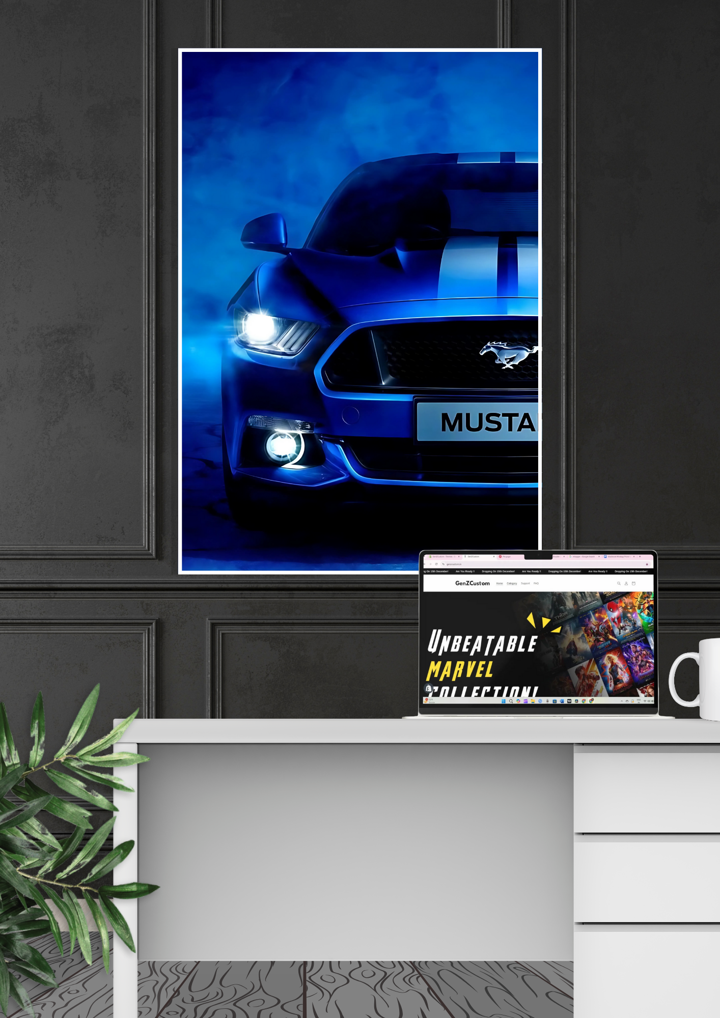 Ford Mustang Blue | Car Poster GenZCustom