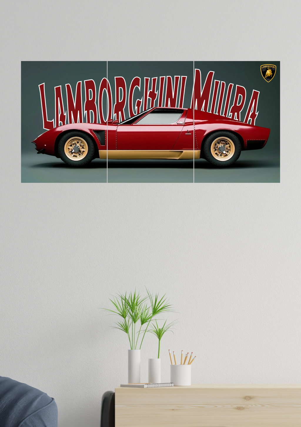 Lamborghini Miura #2 Split Poster | Split Design Poster | Pack Of 3