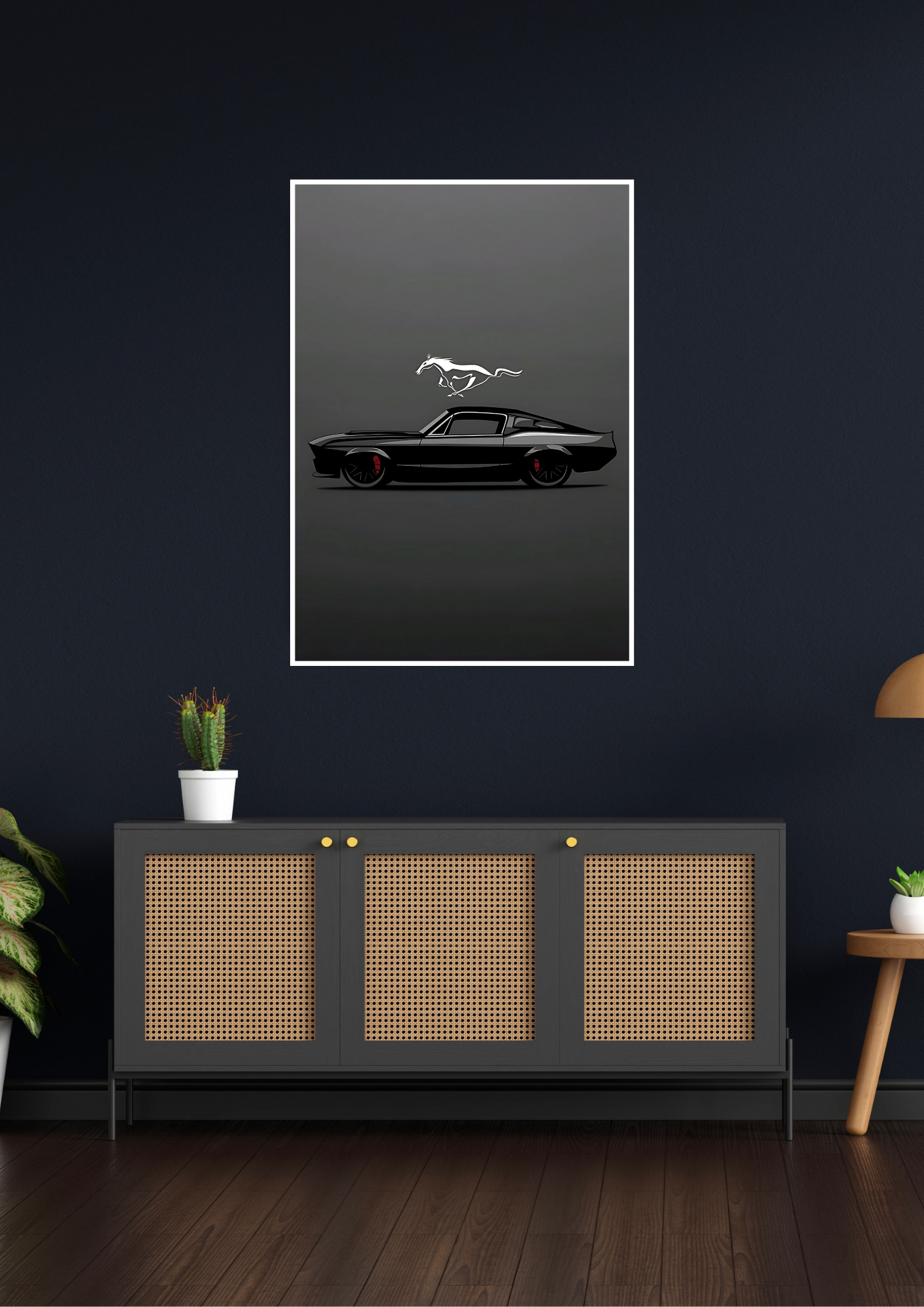 Classic Black Ford Mustang | Car Poster GenZCustom