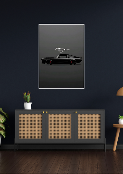 Classic Black Ford Mustang | Car Poster GenZCustom