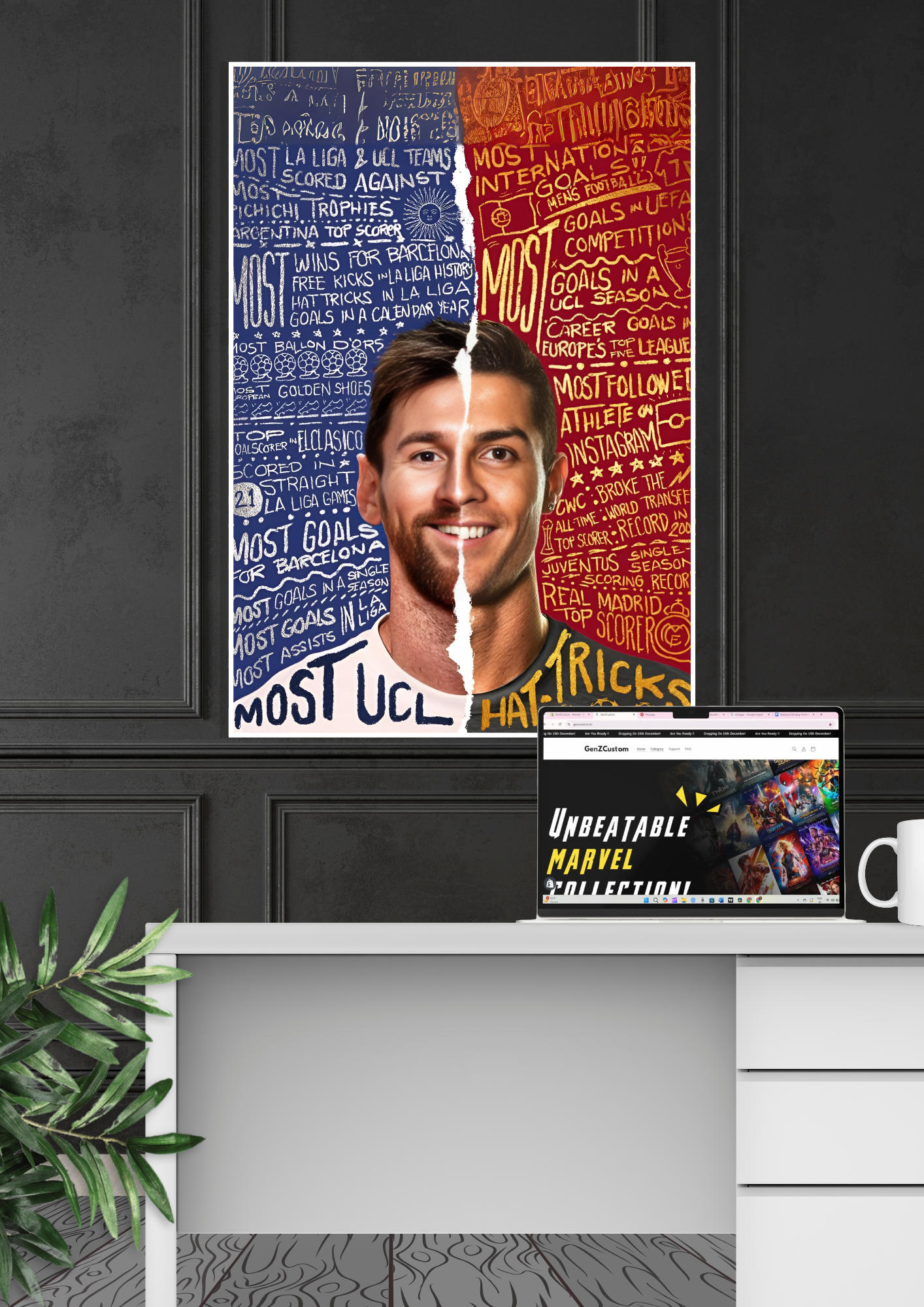 Messi and Ronaldo Face Poster | Football Poster