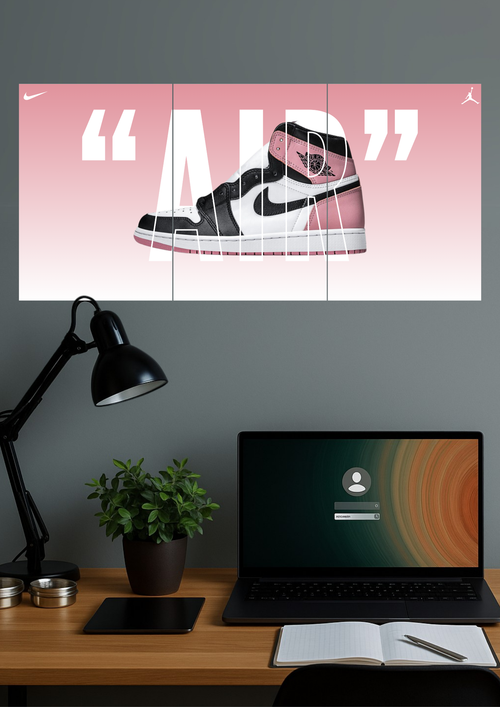 "AIR" White Pink | AIR JORDAN 1 SHOES | Set of 3 Split Design Poster