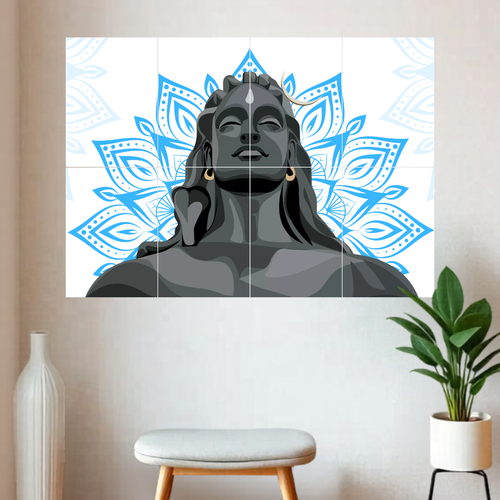 Adiyogi Shiva Poster | Devotional Set | 8 Panel Split Design Poster