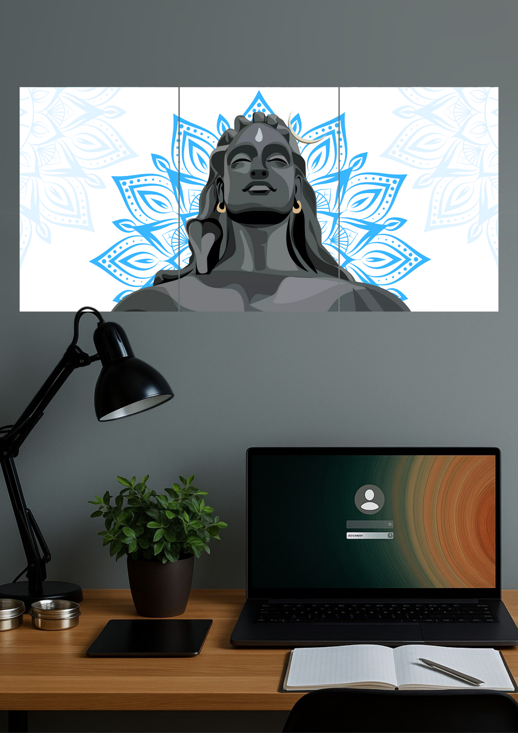 Adiyogi Shiva Poster | Devotional Set | Set of 3 Split Design Poster