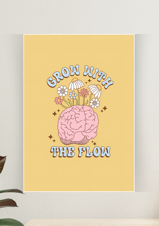 Aesthetic Poster #92 | GROW WITH THE FLOW | Aesthetic Wall Poster