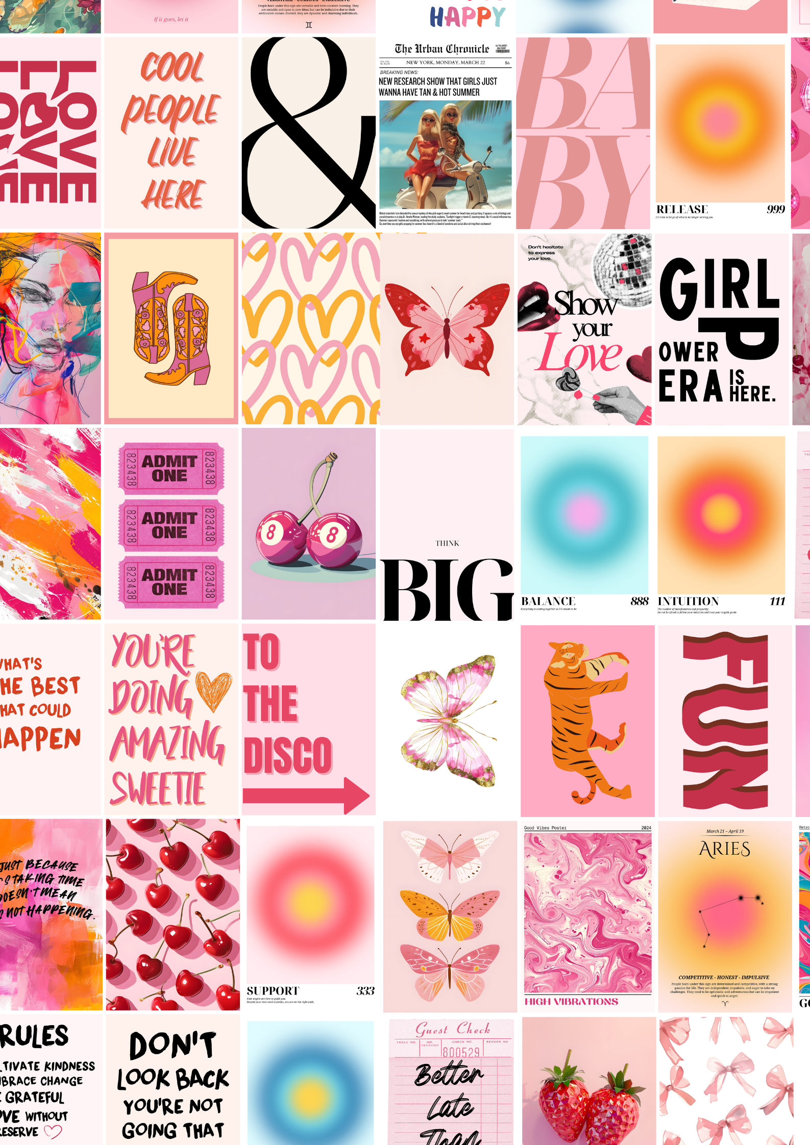 Aesthetic Wall Collage Kit | Set Of 110 Pieces Posters | Pink Theme