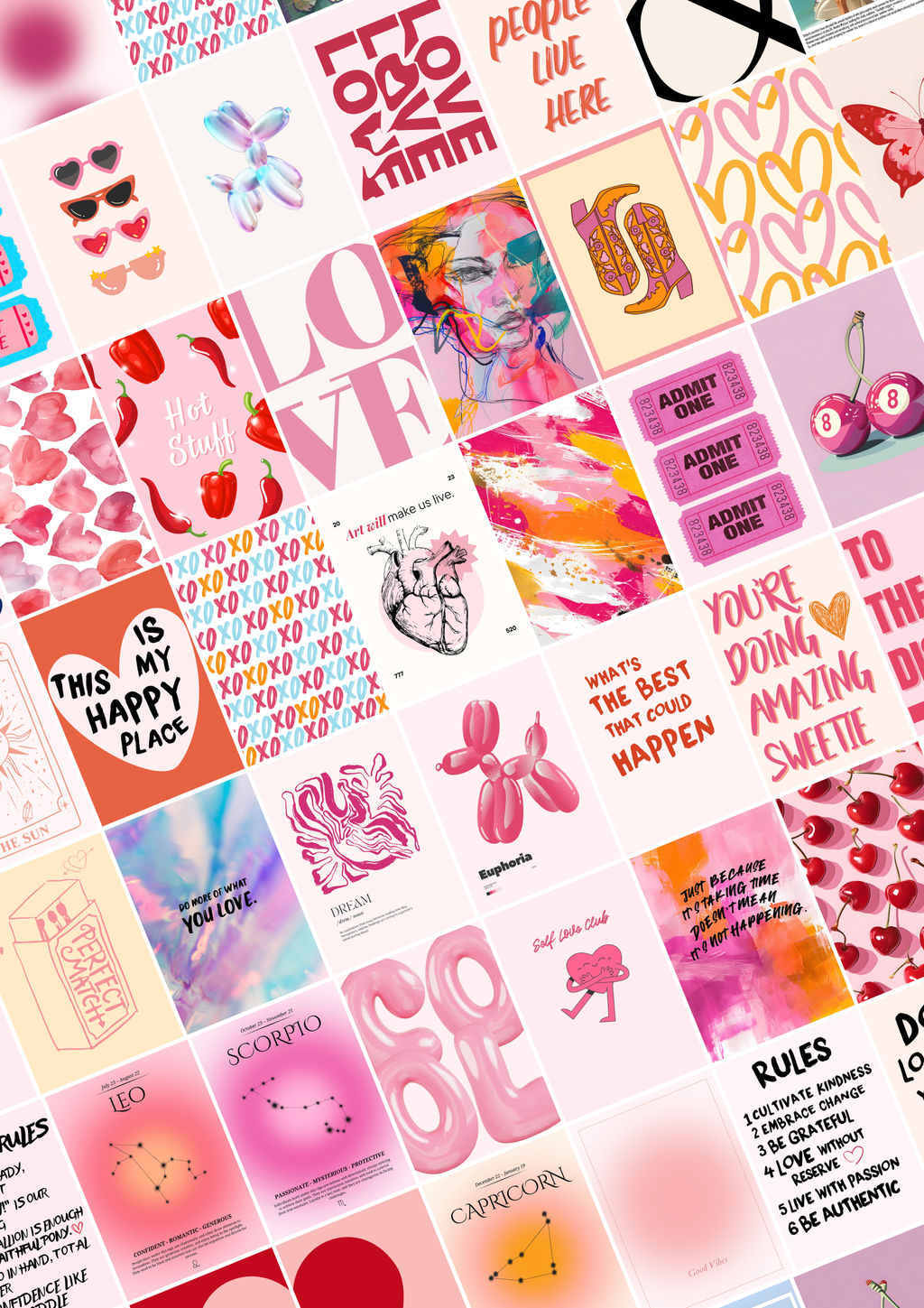 Aesthetic Wall Collage Kit | Set Of 110 Pieces Posters | Pink Theme