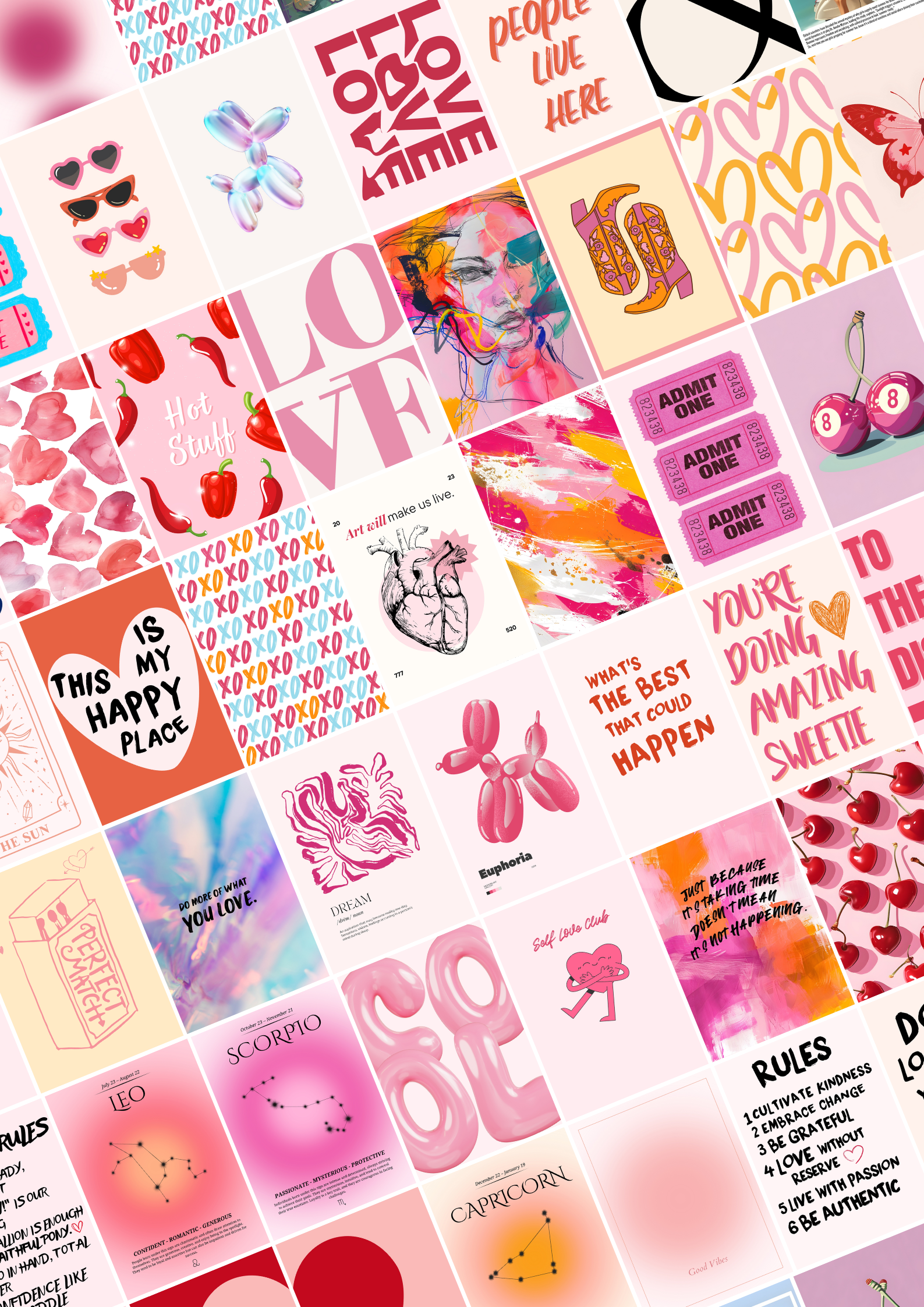 Aesthetic Wall Collage Kit | Set Of 110 Pieces Posters | Pink Theme