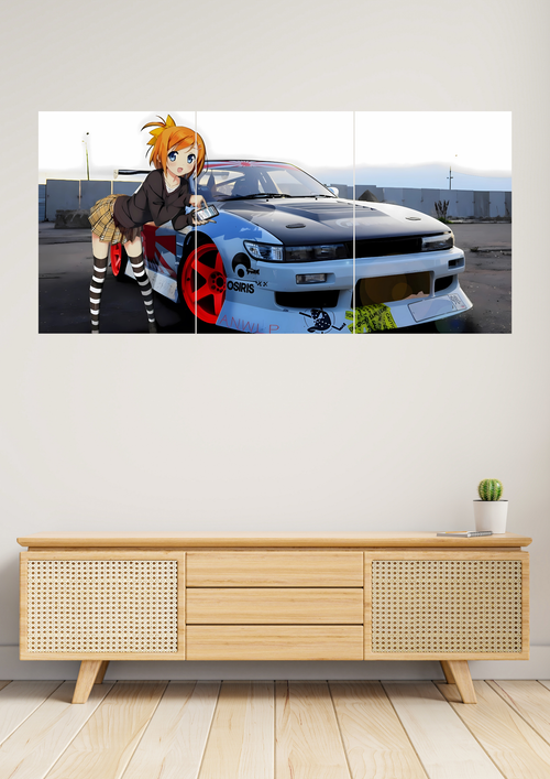 Anime x Aston Martin Dbs Poster | Split Design Poster 
