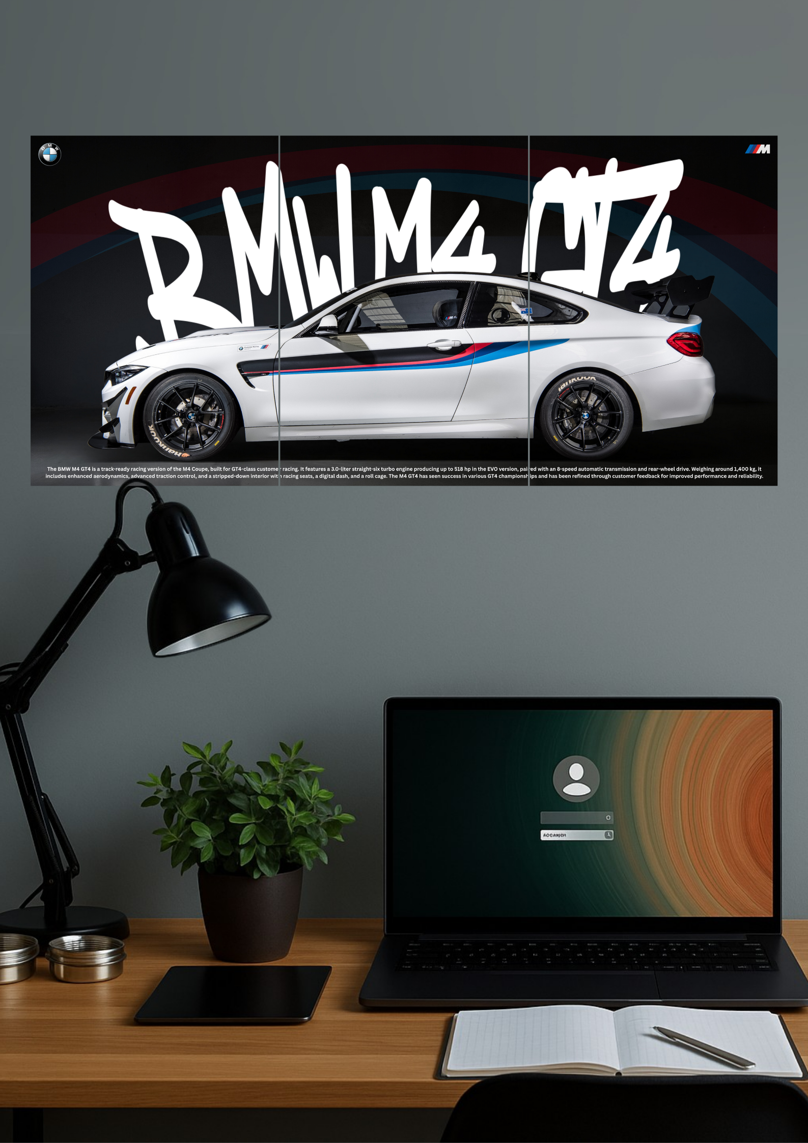 BMW M4 | Car Set | Set of 3 Split Design Poster