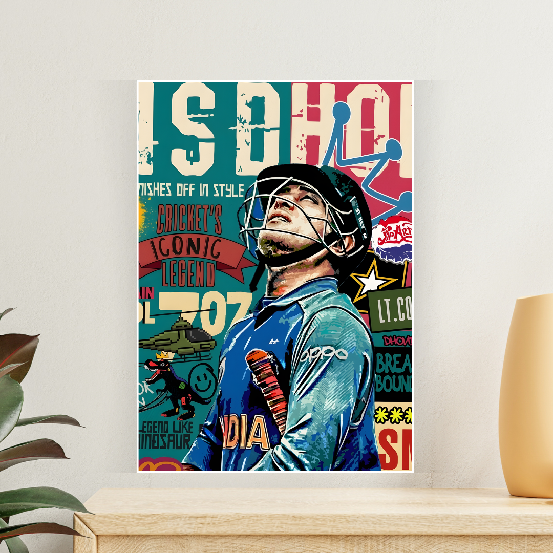 MS DHONI Graffiti Art Poster | Cricket Wall Poster