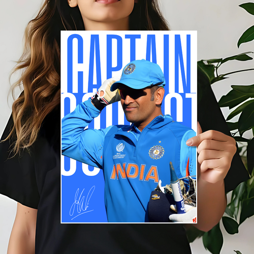 Captain Coolest MS Dhoni Poster | Cricket Wall Poster
