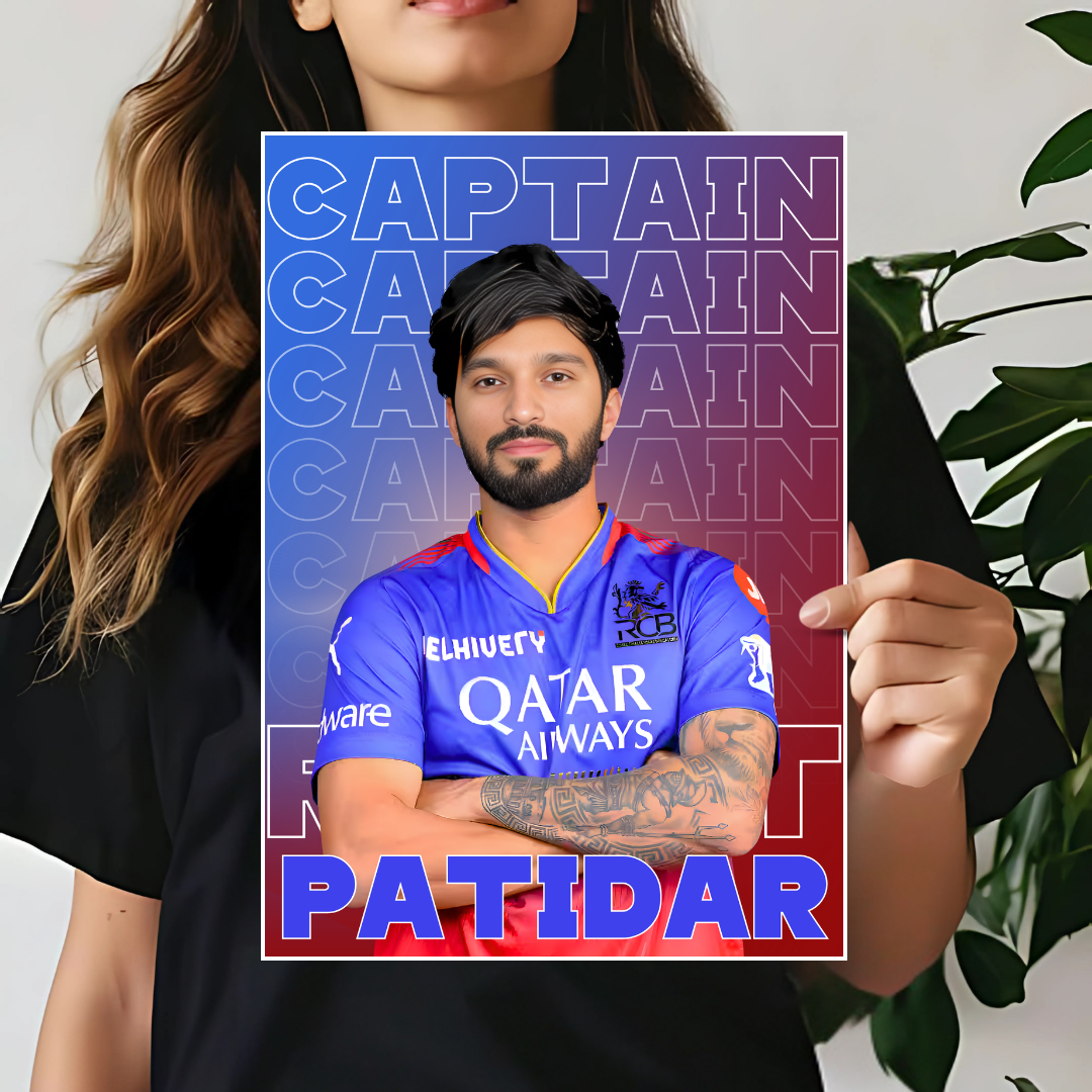 Captain Rajat Patidar Poster | Cricket Wall Poster