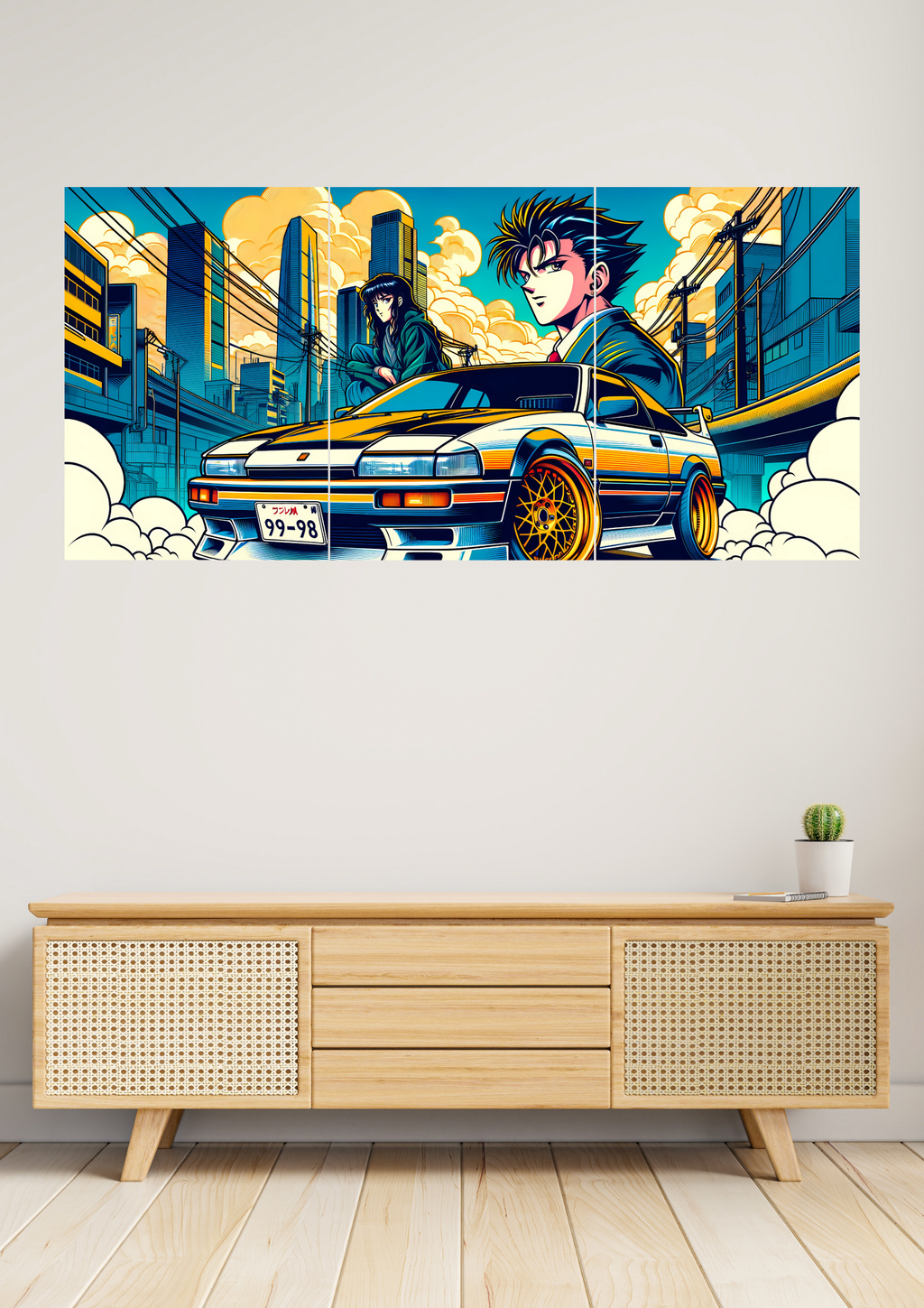Car Racing x Anime Poster | Split Design Poster 
