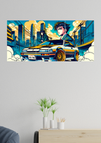 Car Racing x Anime Poster | Split Design Poster 