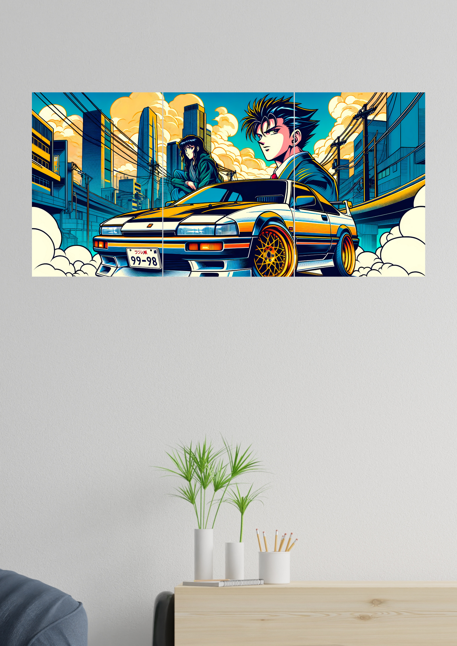 Car Racing x Anime Poster | Split Design Poster 