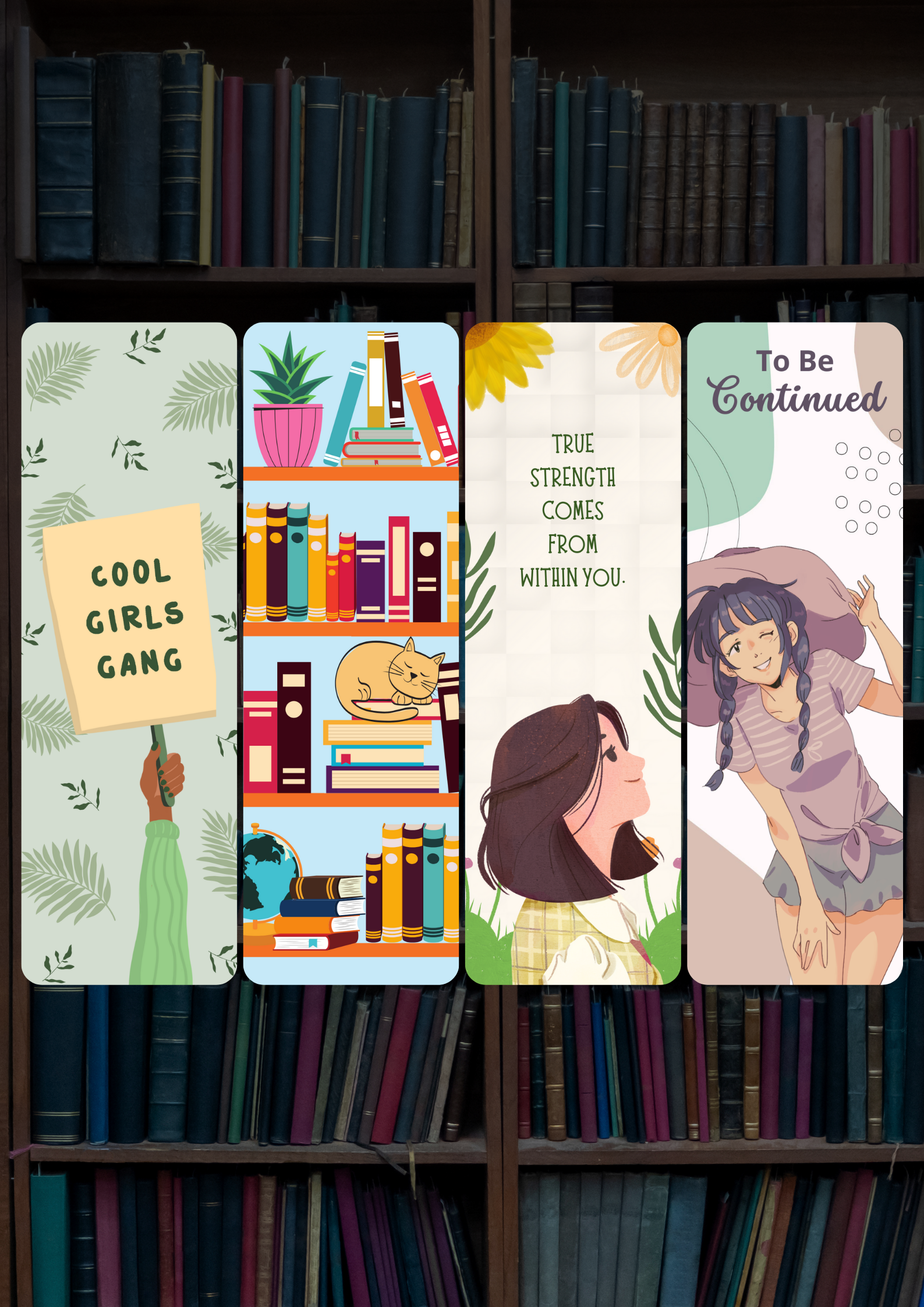 Cartoon Bookmark Combo #002 | Set Of 4 | Bookmark Combo 