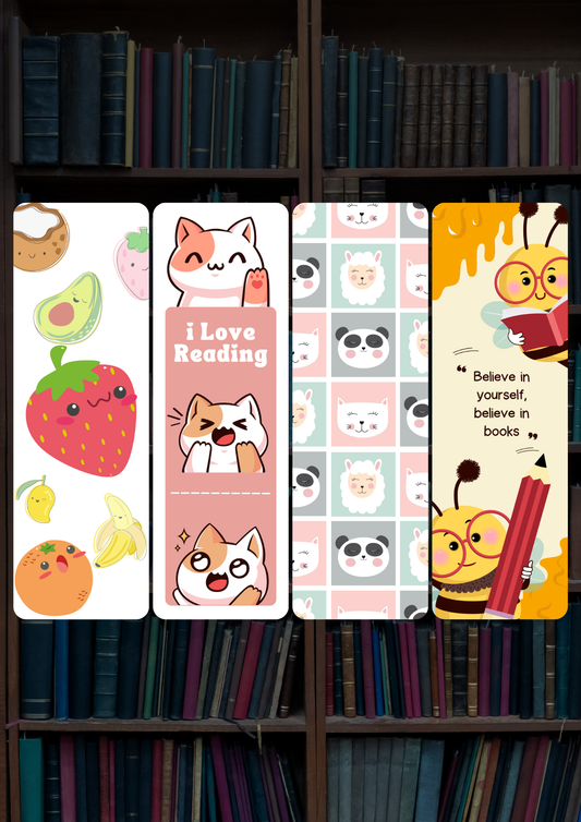 Cute Cartoon Bookmark Set, Funny Character Bookmark Pack, Cartoon-Themed Bookmark Collection, Set of 4 Cute Bookmarks, Creative Cartoon Bookmark Combo, Kids’ Bookmark Set – Pack of 4, Stylish Illustrated Bookmark Pack, Colorful Character Bookmark Bundle, Unique Cartoon Bookmarks for Readers, Gift Pack – Cartoon Bookmark Set