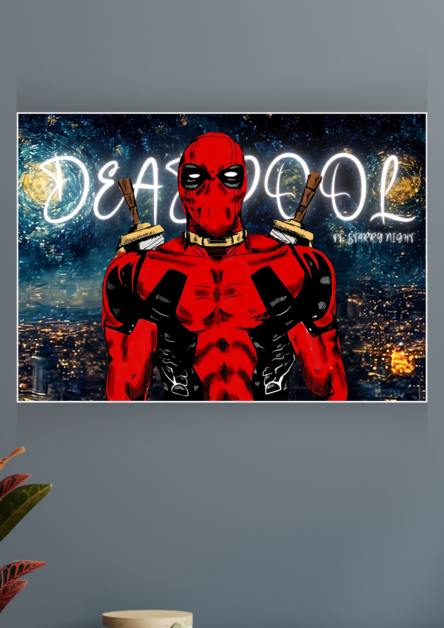 Deadpool ft. Starry Night Poster | Marvel Posters 