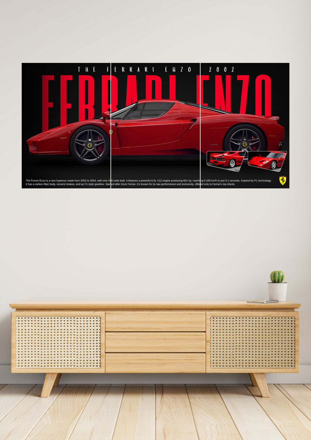 Epic Ferrari Enzo 2002 | Set of 3 Split Design Poster
